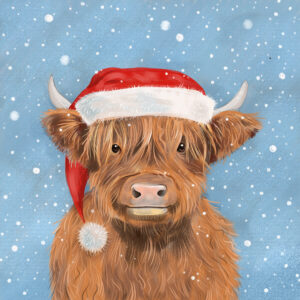 Christmas Highland Cow ecard . LOLVE ecards by Dale Simpson