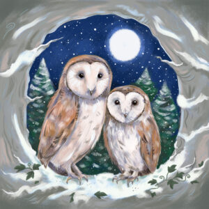Christmas Barn Owls eCard LOLVE ecards, by Dale Simpson